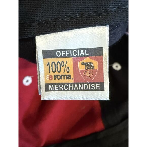 AS Roma 1927 Official Merchandise Red Black Distressed Adjustable Strapback Hat - Picture 8 of 9